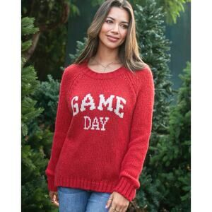Wooden Ships Game Day Raglan Crew Chunky Knit Sweater Size S/M